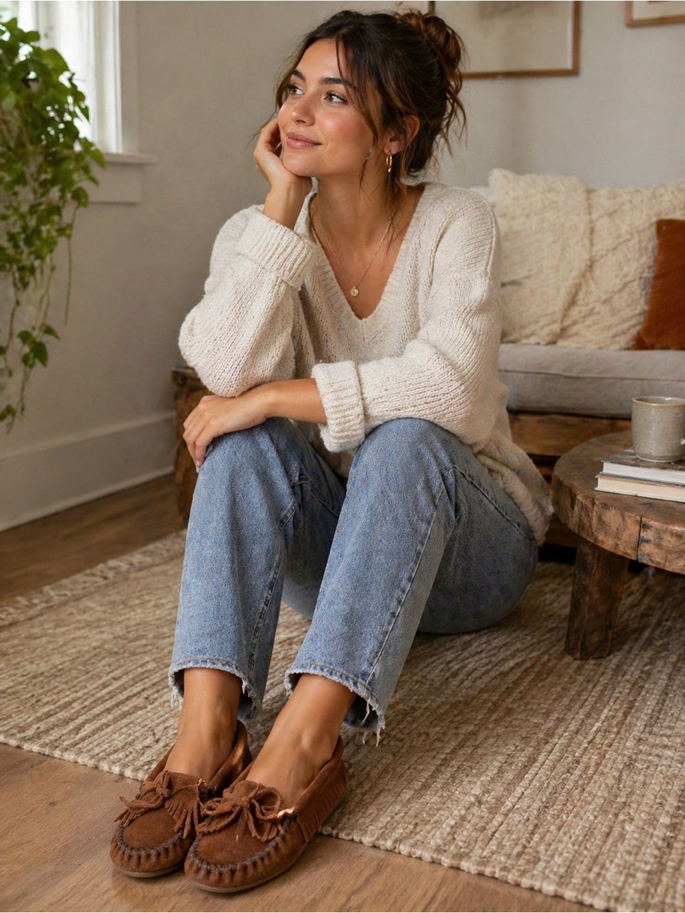 Minnetonka moccasins in  Rich Chestnut Brown